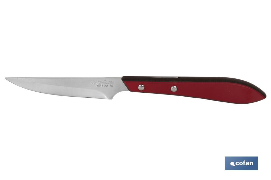 PACK 3 CUCHILLO DE MESA CON FILO HOJA 10cm  MODELO GULASH ROJO